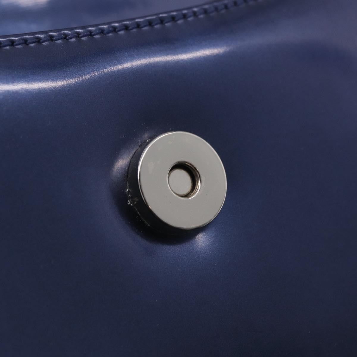 Salvatore Ferragamo Gancini Envelope Top Handle Leather, Navy, Patent Leather, Handbag