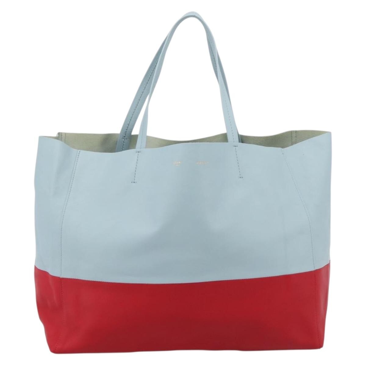 Celine Horizontal Bi-Cabas Leather, Blue, Leather, Tote Bag