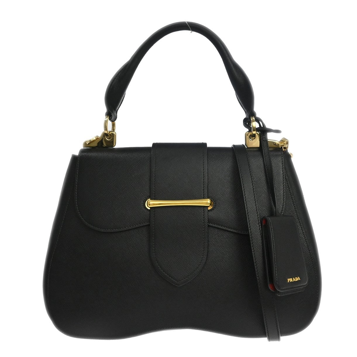 Prada Sidonie Saffiano, Black, Leather, Handbag