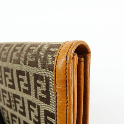 Fendi Bifold Zucca Coated Canvas, Beige, Canvas, Wallet