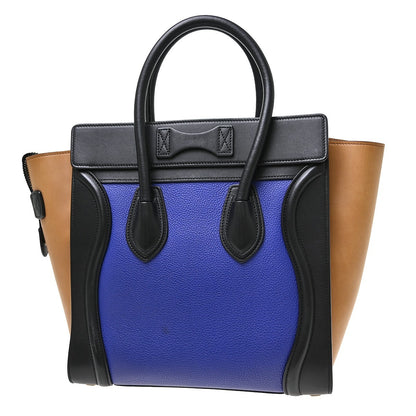 Celine Tricolor Luggage Leather, Multicolour, Leather, Tote Bag