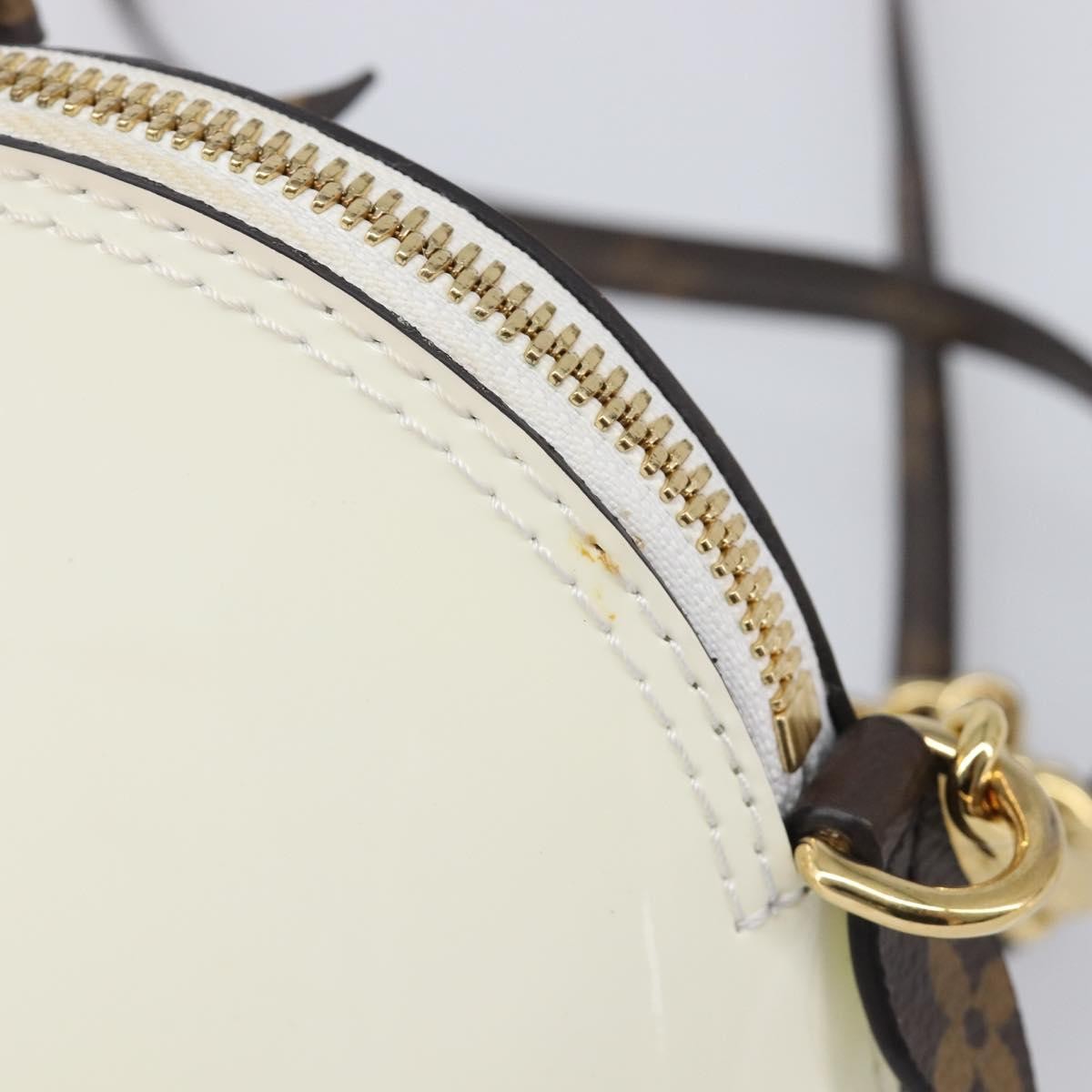 Louis Vuitton Alma Chain Vernis with Monogram Canvas, White, Patent Leather, Handbag