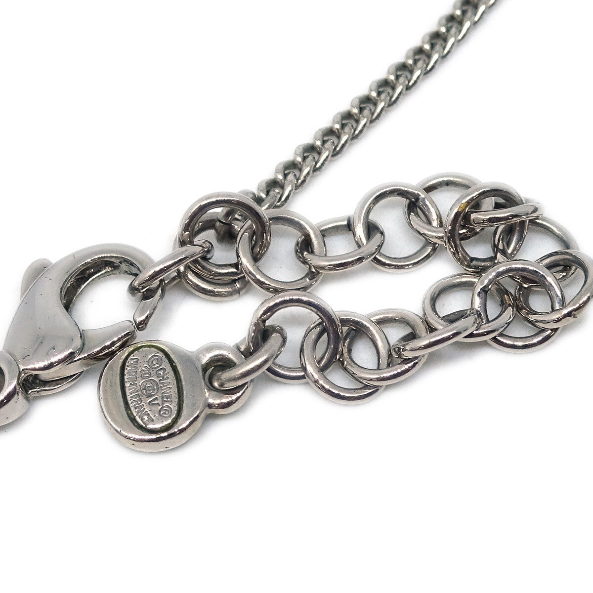 Chanel CC Cluster Drop Pendant Metal with Crystals, Silver, Silver Plated, Necklace