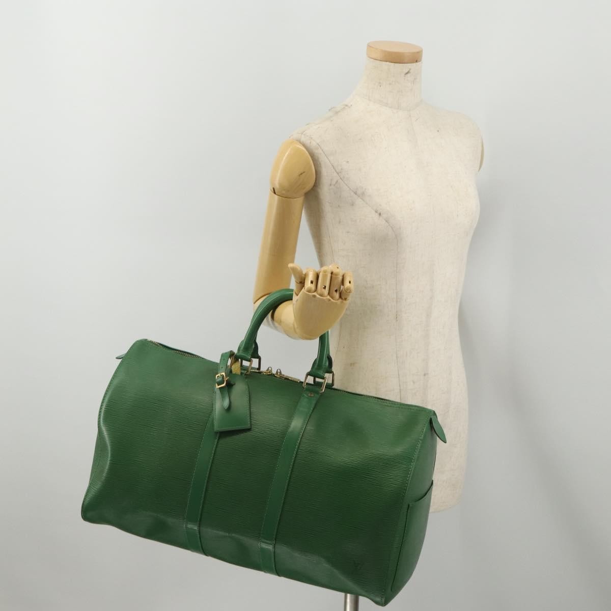 Louis Vuitton Keepall Bag Epi Leather, Green, Leather, Travel Bag