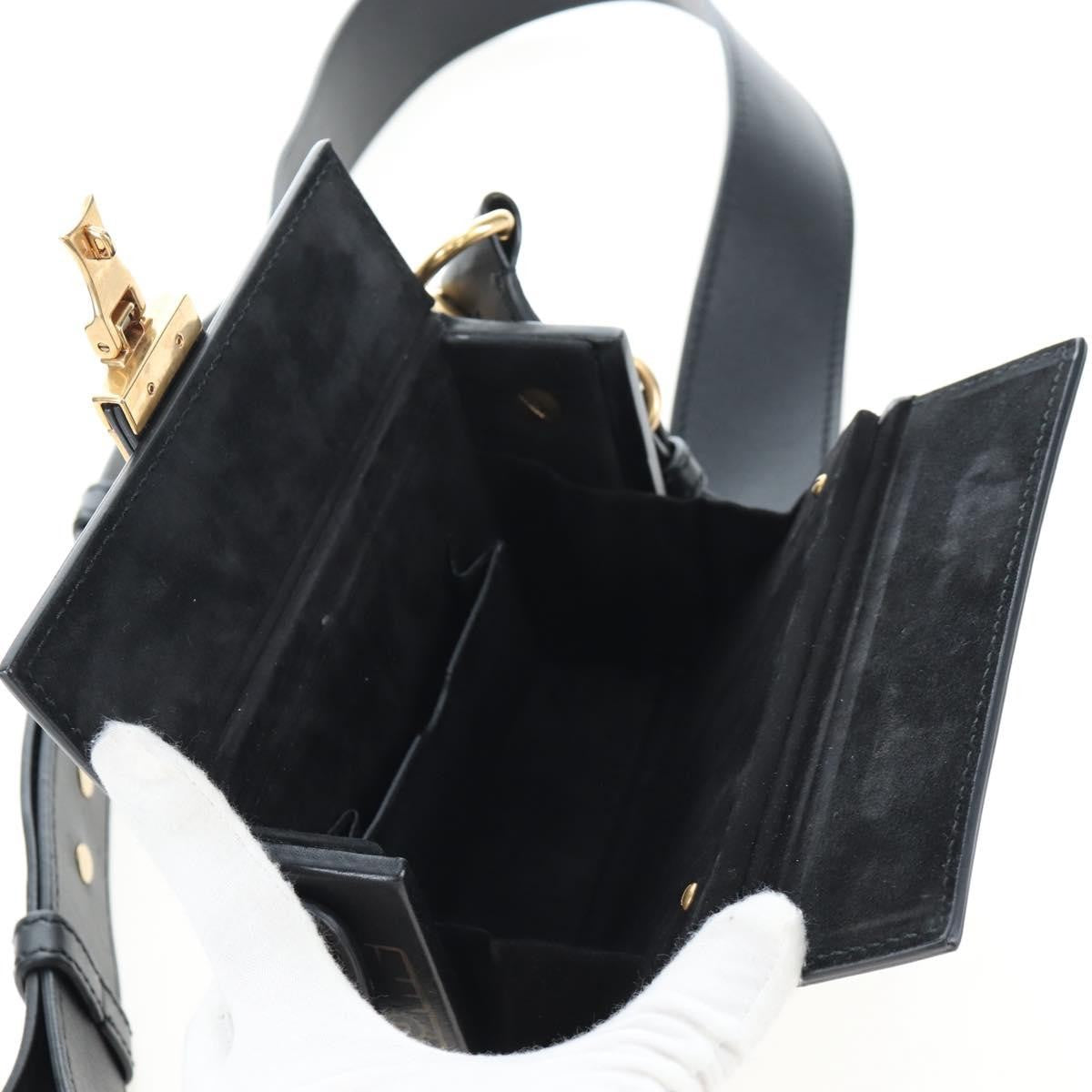 Christian Dior Dioraddict Lockbox Printed Leather, Black, Leather, Shoulder Bag