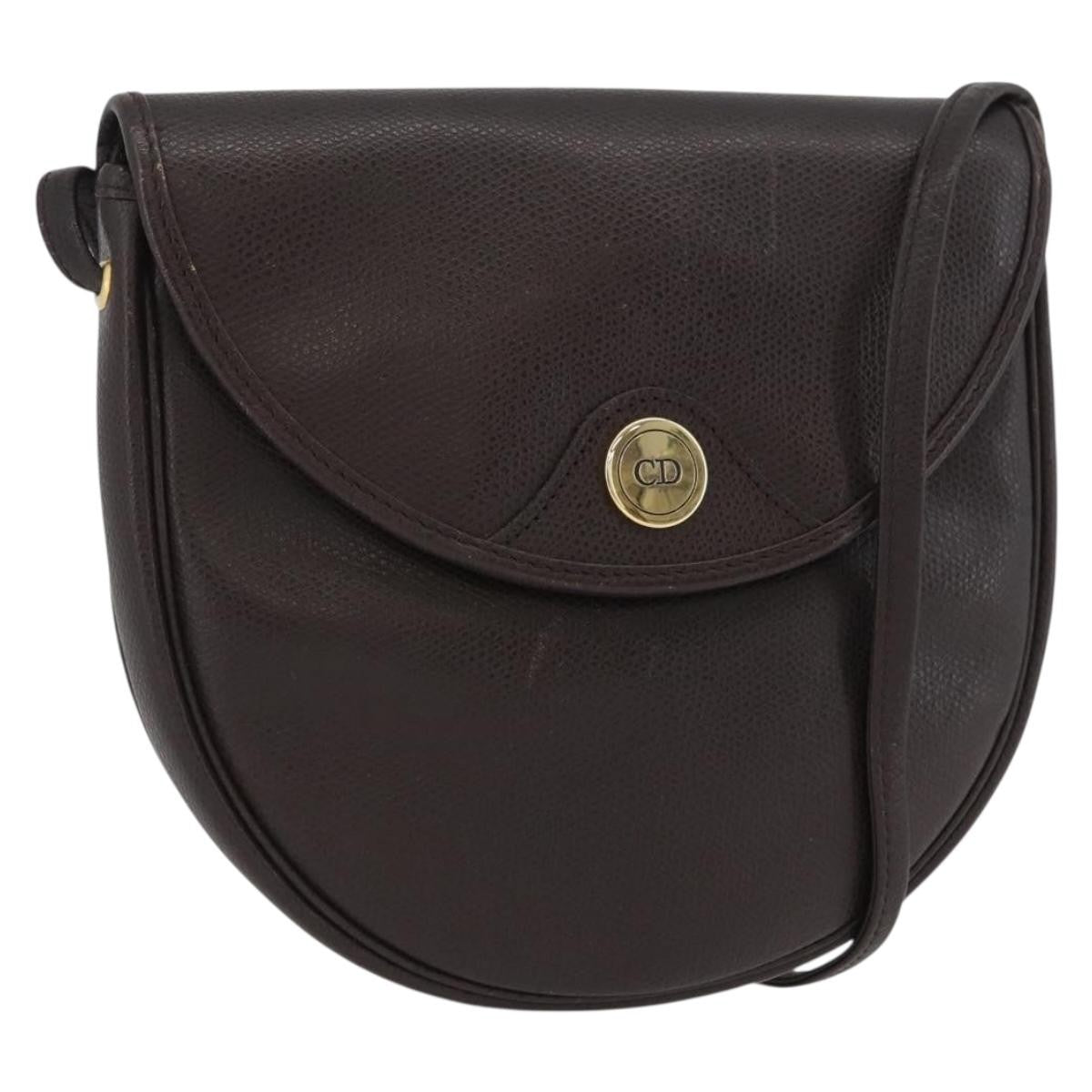 Christian Dior Vintage CD Logo Leather, Brown, Leather, Shoulder Bag