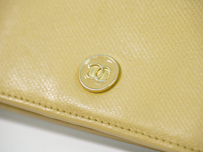 Chanel CC bifold wallet leather, Beige, Leather, Wallet
