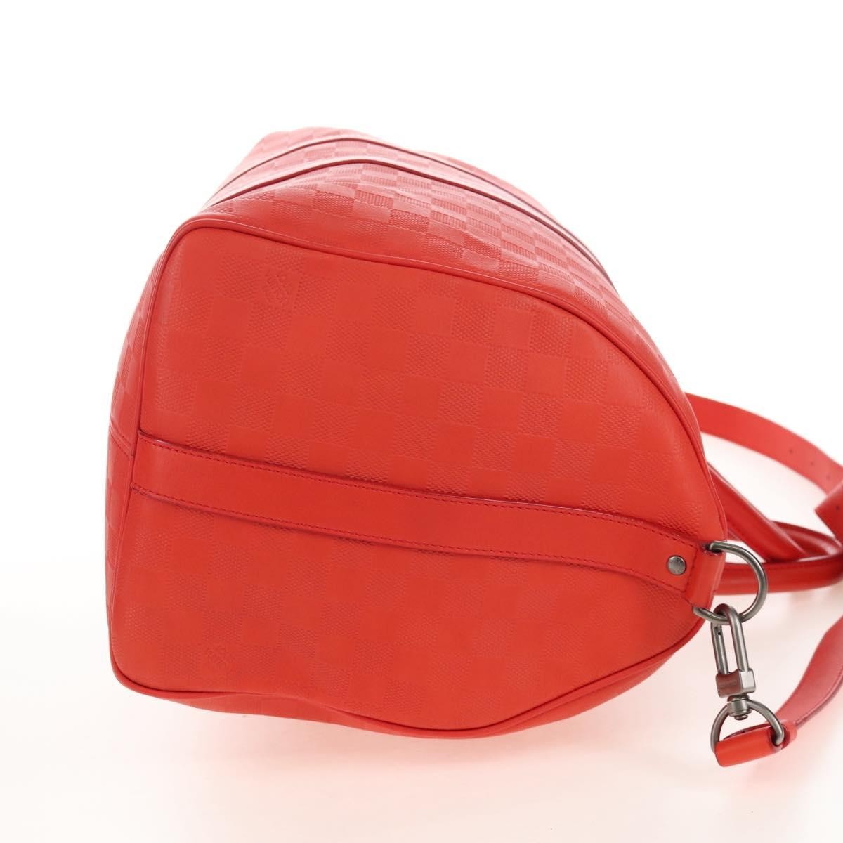 Louis Vuitton Keepall Bandouliere Damier Infini Leather, Red, Leather, Travel Bag