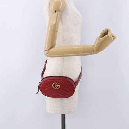 Gucci GG Marmont Belt Matelasse Leather, Red, Leather, Handbag