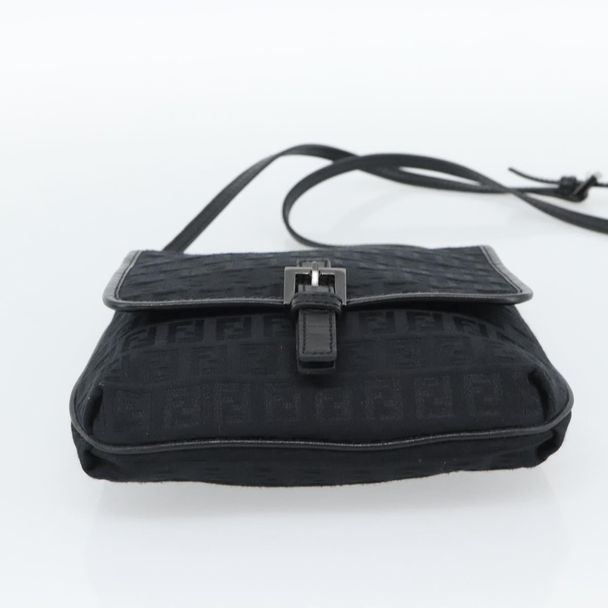 Fendi Shoulder Zucchino Canvas, Black, Canvas, Shoulder Bag