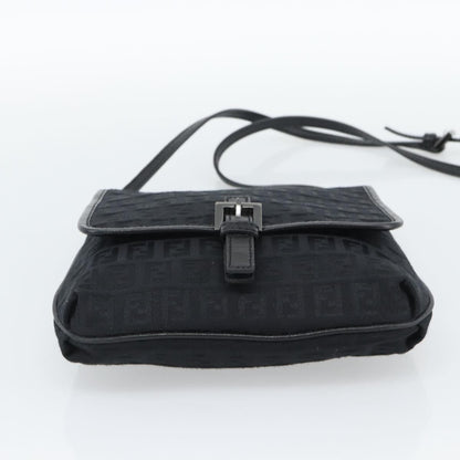 Fendi Shoulder Zucchino Canvas, Black, Canvas, Shoulder Bag