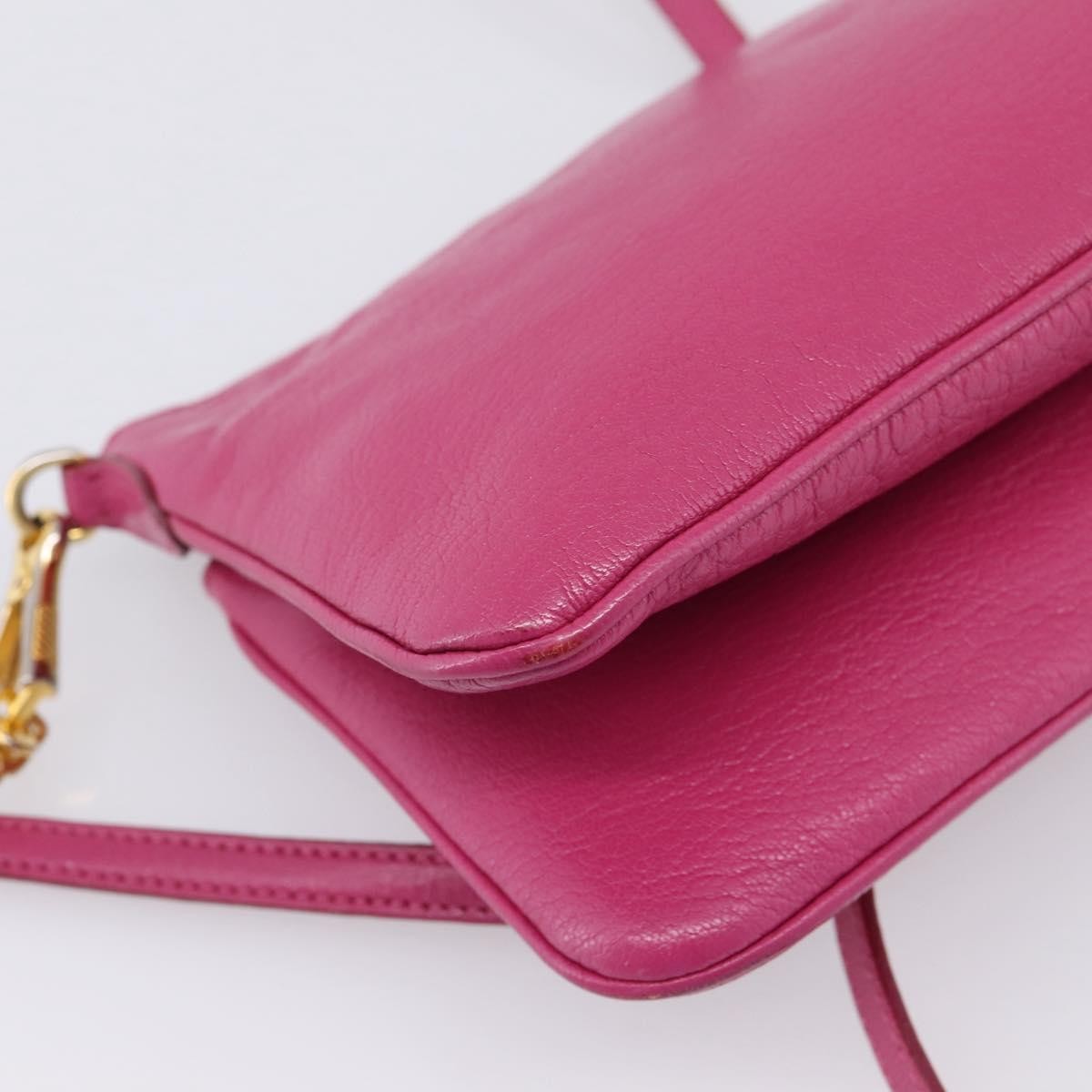 Miu Miu Madras Double Zip Leather, Pink, Leather, Crossbody Bag
