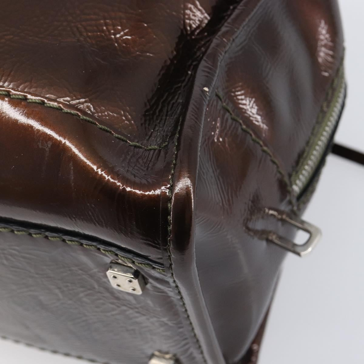 Loewe Amazona Patent, Brown, Patent Leather, Handbag