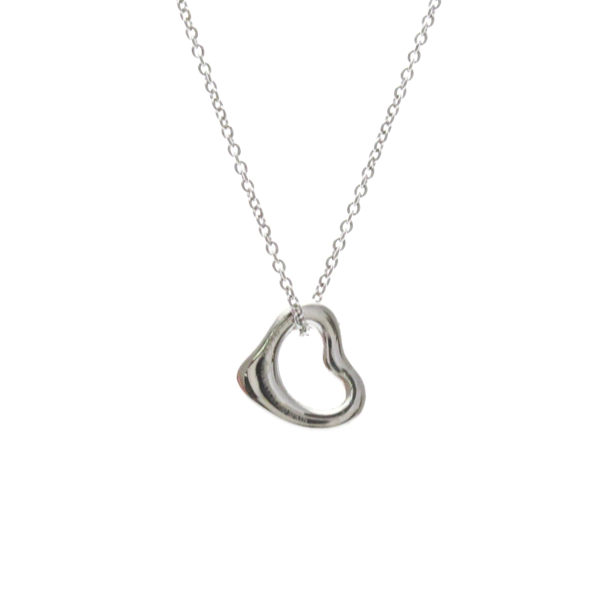 Tiffany & Co. Elsa Peretti Open Heart Pendant Platinum, Silver, Platinum, Necklace