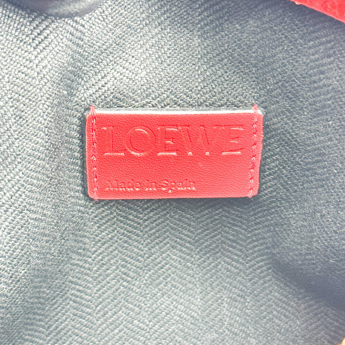 Loewe T Messenger Anagram Embossed Leather, Red, Calfskin, Crossbody Bag