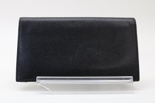 Chanel Coco Boy Flap Wallet Quilted Aged Calfskin, Black, Calfskin, Wallet