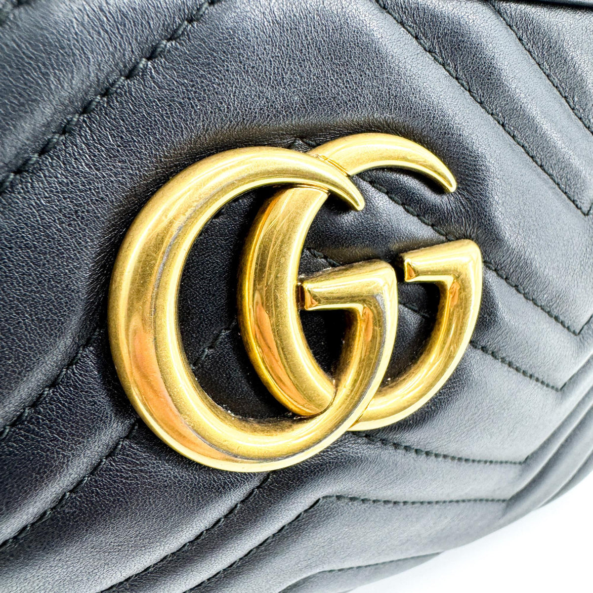 Gucci GG Marmont Matelasse Leather, Black, Leather, Shoulder Bag