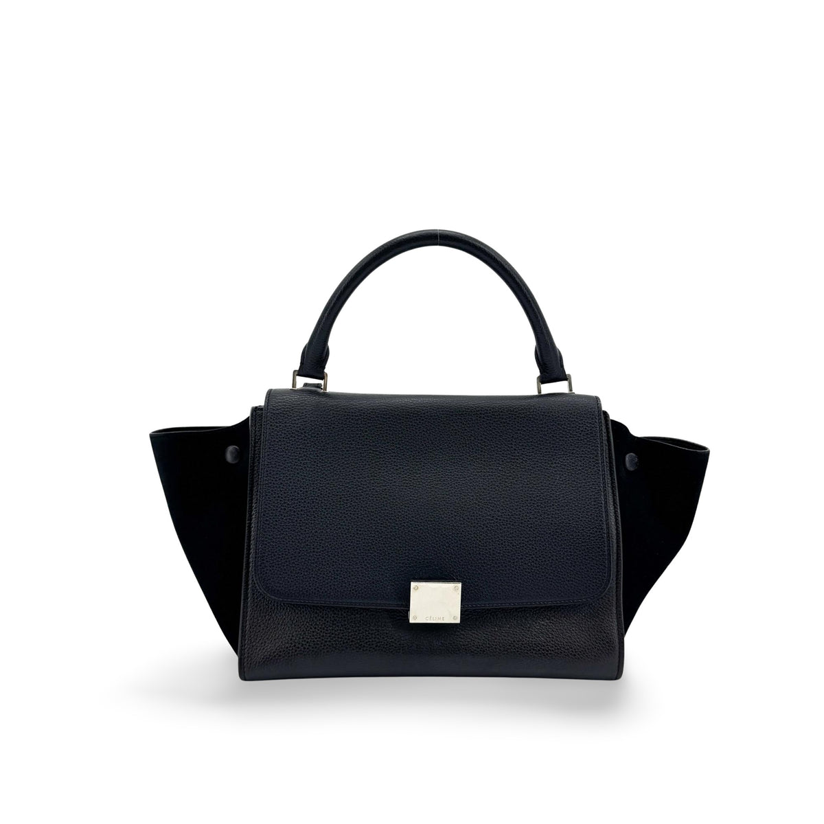 Celine Trapeze Leather, Black, Leather, Handbag