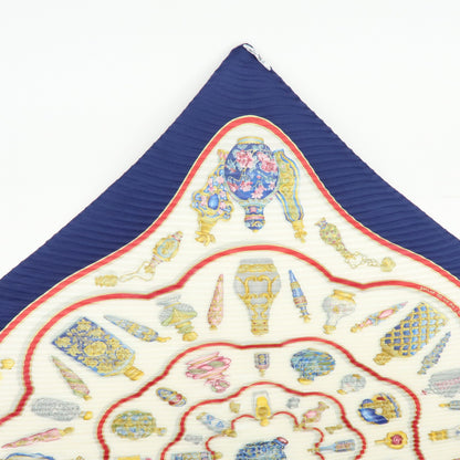 Hermes Carré 90 Pleated Silk, Navy, Silk, Scarf