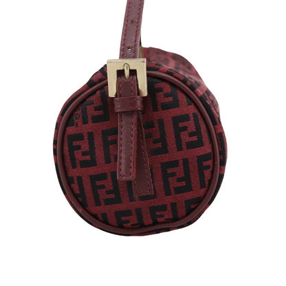 Fendi Vintage FF Zip Zucchino Canvas, Burgundy, Canvas, Shoulder Bag