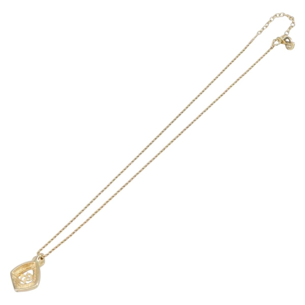 Christian Dior Vintage CD Heart Pendant Metal, Gold, Metal, Necklace