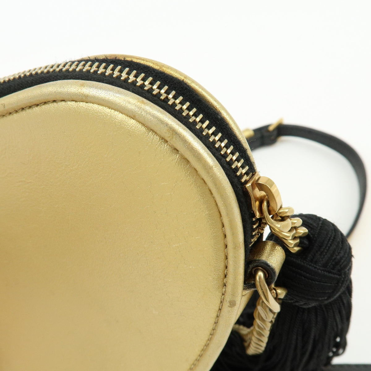 Saint Laurent Love Heart Tassel Chain Leather, Gold, Leather, Handbag