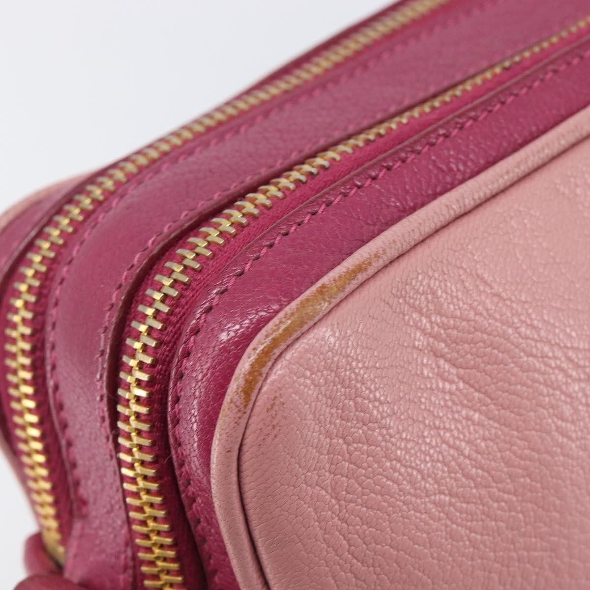 Miu Miu Madras Double Zip Leather, Pink, Leather, Crossbody Bag