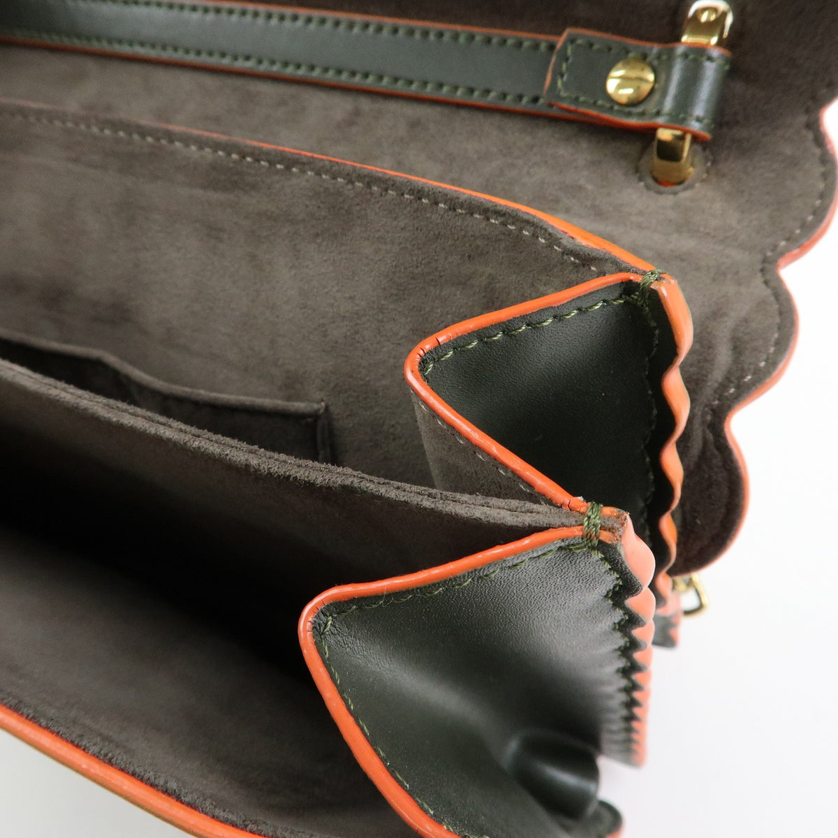 Fendi Kan I Leather, Green, Leather, Shoulder Bag