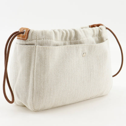 Hermes Fourbi Toile, Beige, Cotton, Clutch