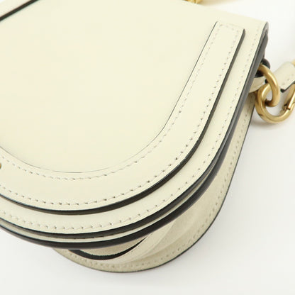 Chloe Nile Studded Suede and Leather, White, Leather, Crossbody Bag