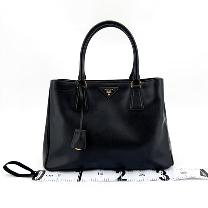 Prada Galleria  Strap Leather, Black, Leather, Handbag