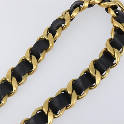 Chanel Vintage Chain Belt Metal and Leather, Black, Leather, Belt