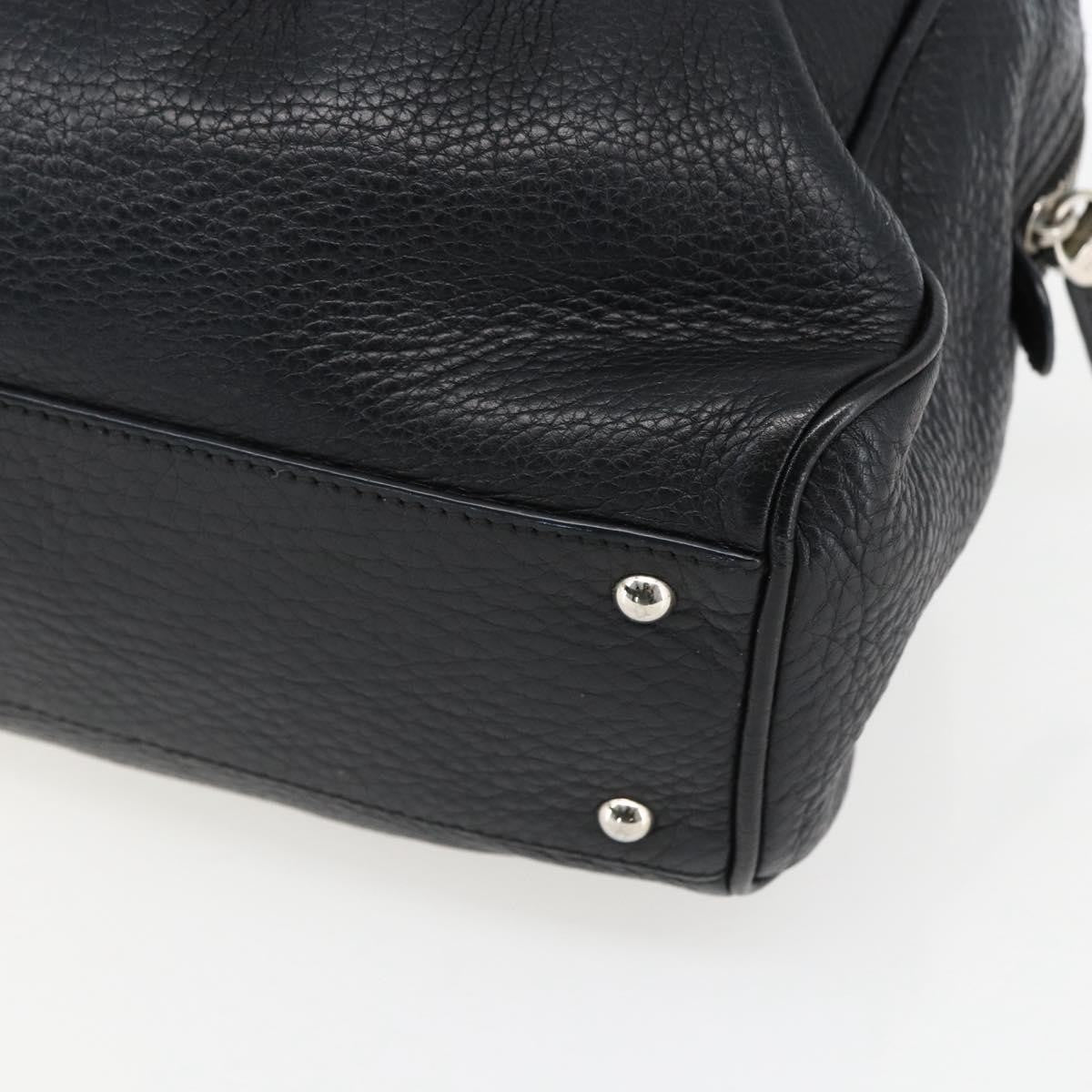Salvatore Ferragamo Gancini Buckle Leather, Black, Leather, Shoulder Bag