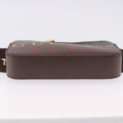 Gucci Aria 100th Anniversary Belt Printed Leather, Brown, Leather, Clutch