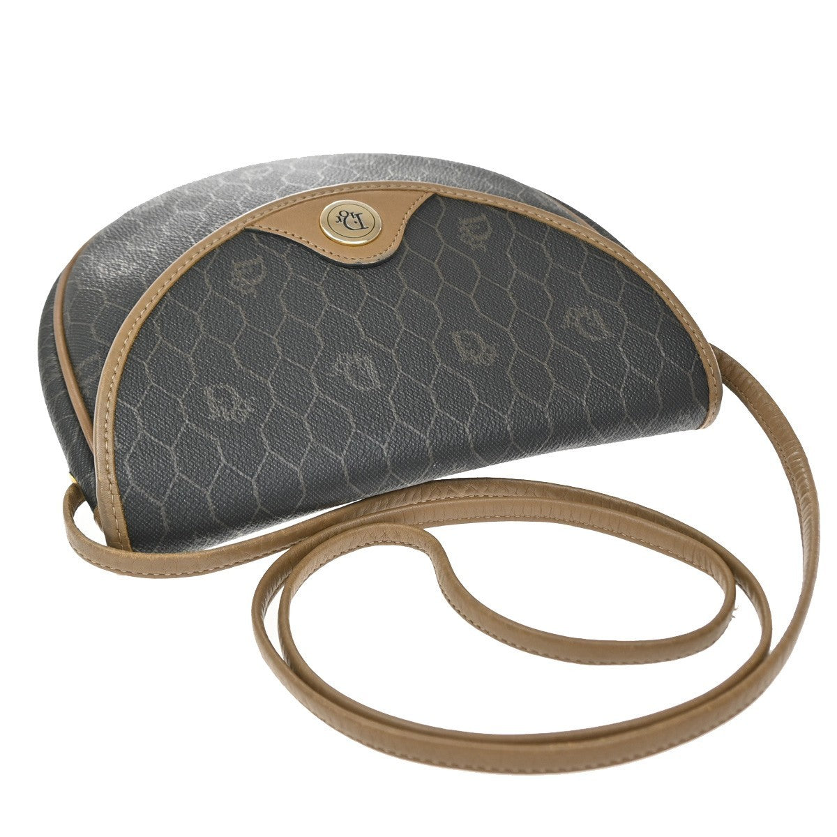 Christian Dior Vintage Honeycomb Canvas, Black, PVC, Shoulder Bag