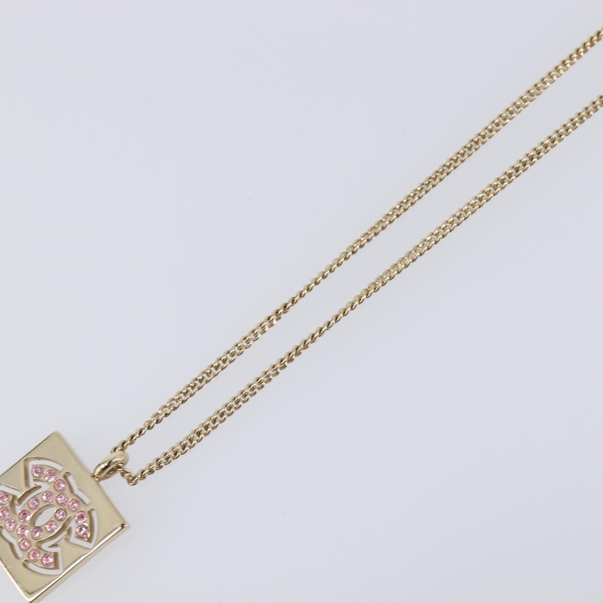 Chanel Square CC Pendant Metal, Gold, Metal, Necklace