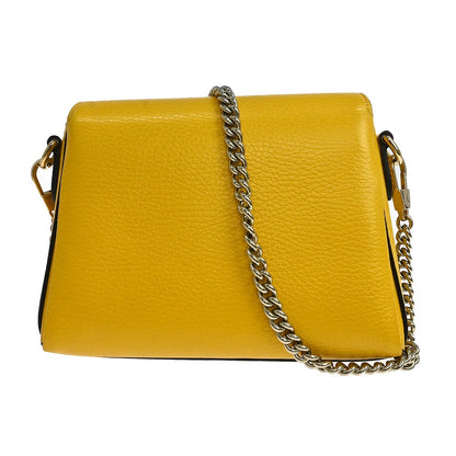 Gucci Interlocking Chain Leather, Yellow, Leather, Shoulder Bag