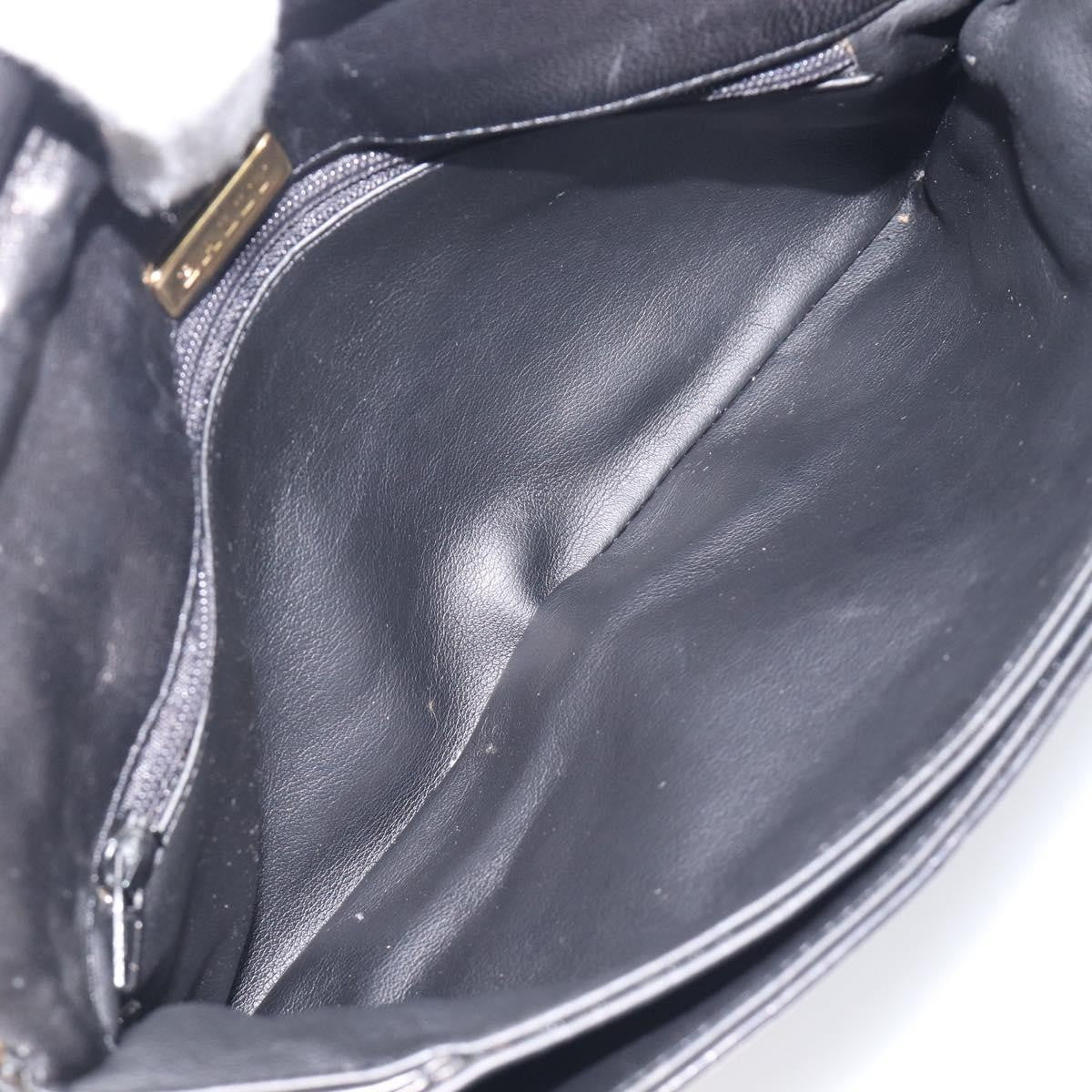 Bally Vintage Chain Quilted Leather, Black, Leather, Shoulder Bag