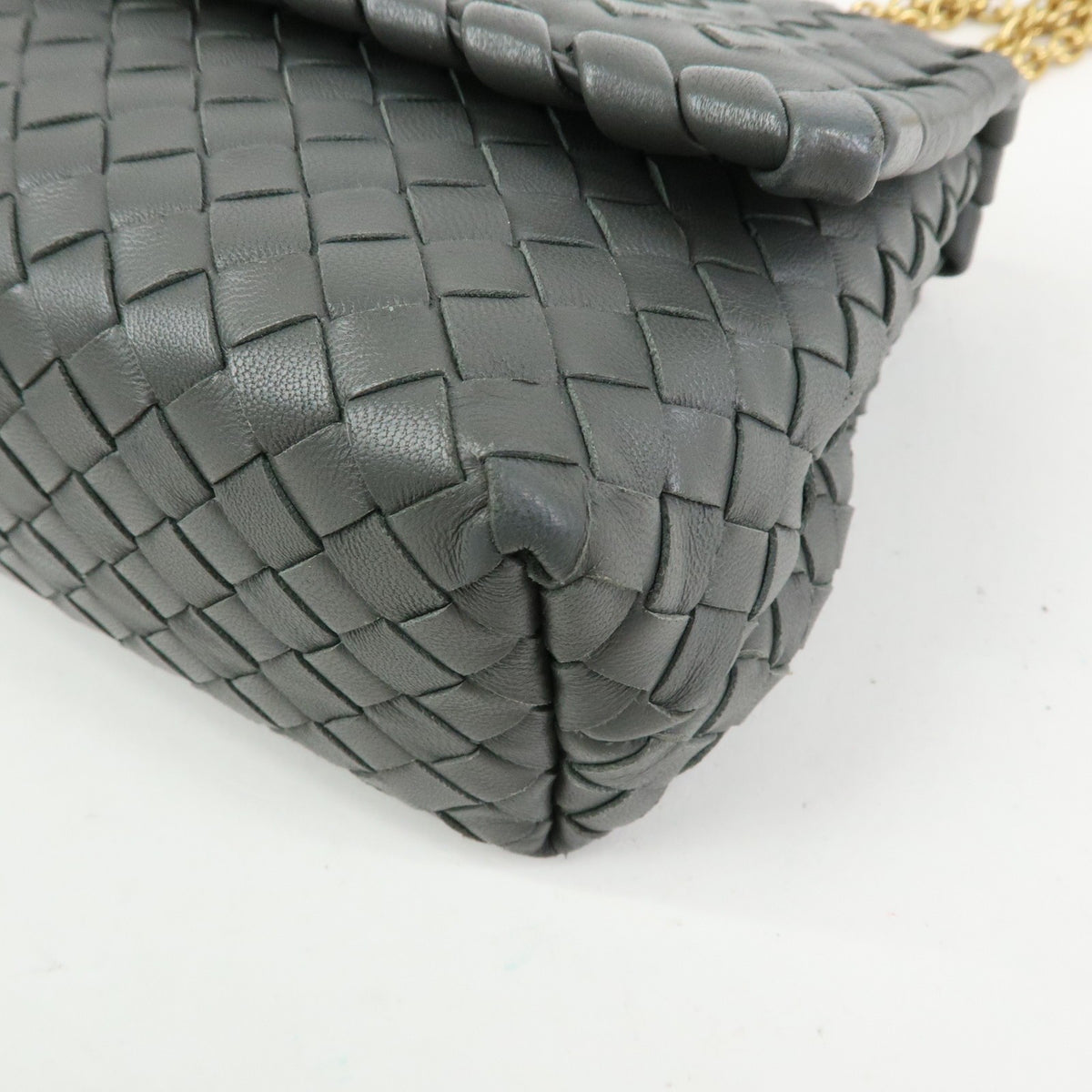 Bottega Veneta Olimpia Intrecciato Nappa, Gray, Leather, Crossbody Bag