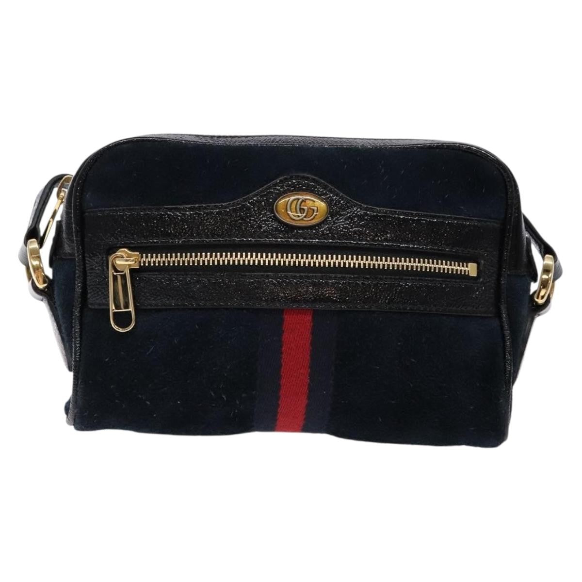 Gucci Ophidia Suede, Navy, Suede, Shoulder Bag