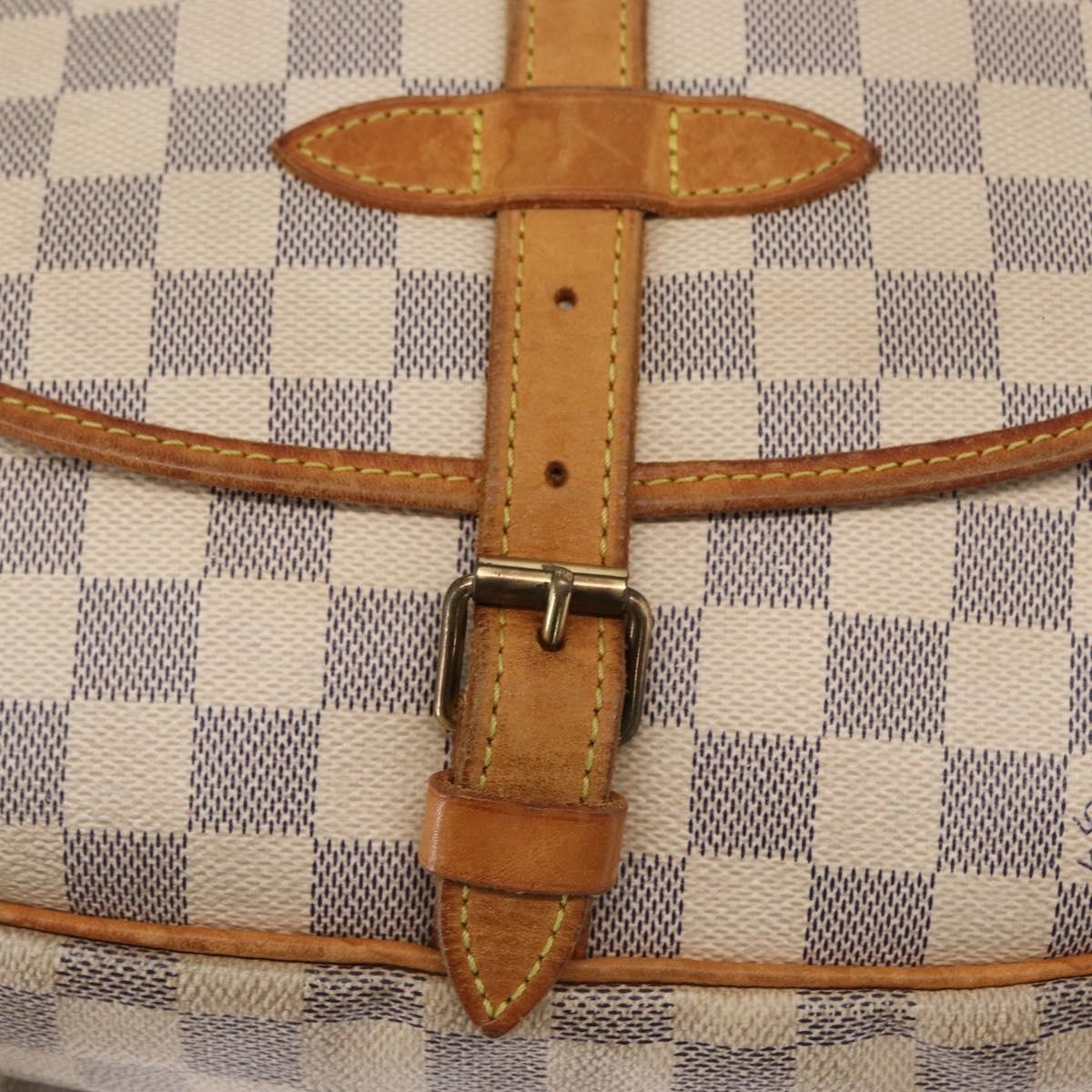 Louis Vuitton Saumur Damier Ebene, Beige, Canvas, Shoulder Bag