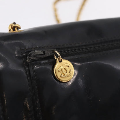 Chanel Vintage CC Wallet on Chain Patent, Black, Patent Leather, Crossbody Bag