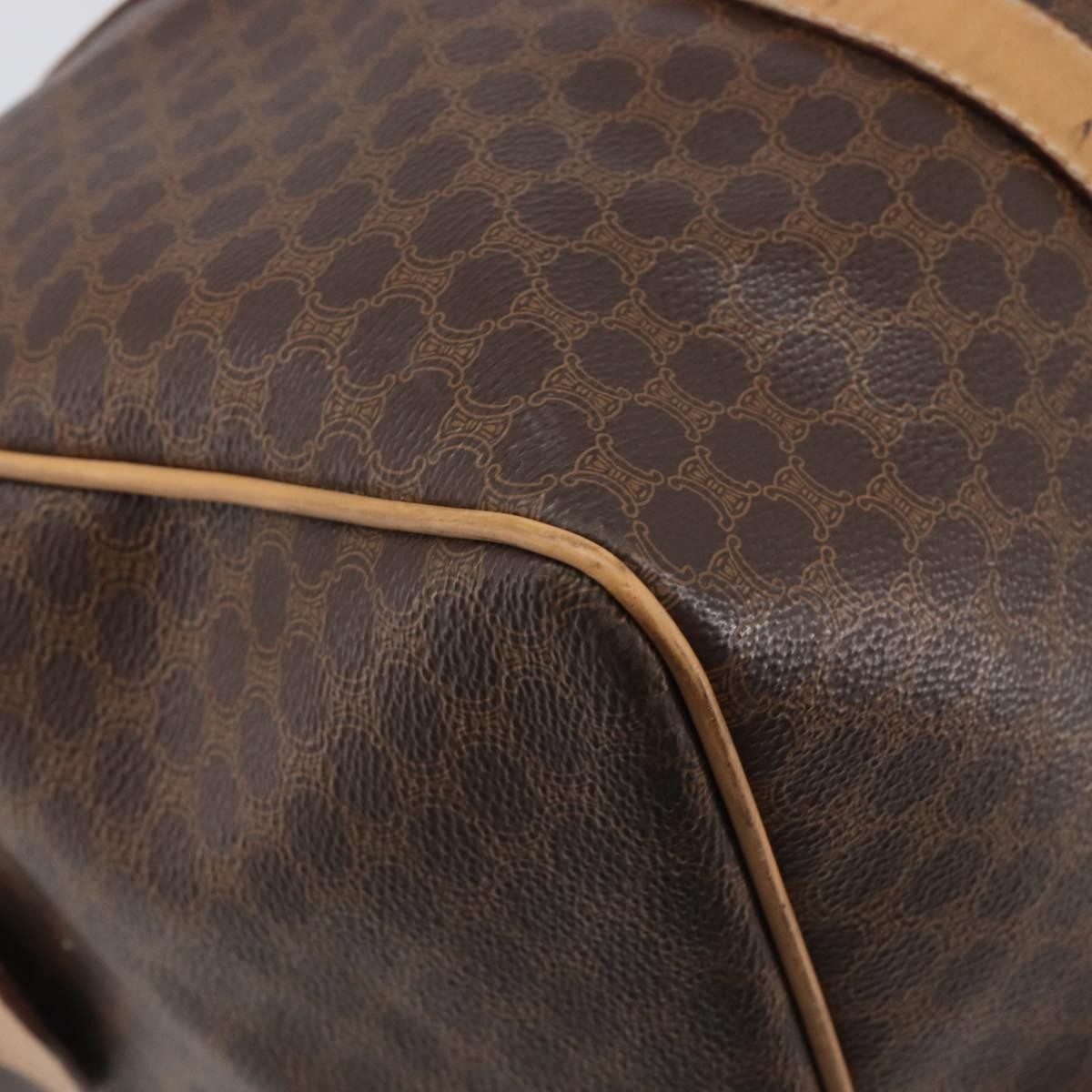 Celine Vintage Duffle Macadam Coated Canvas, Brown, Canvas, Handbag