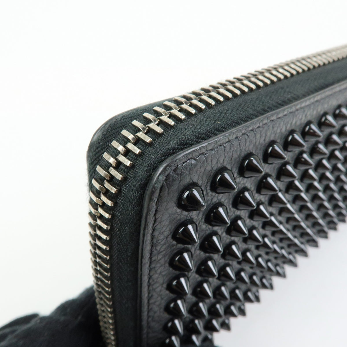 Christian Louboutin Panettone Spiked Leather, Black, Leather, Wallet