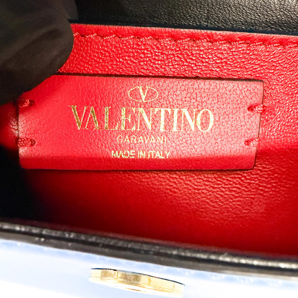 Valentino Garavani Supervee Leather, Blue, Leather, Crossbody Bag