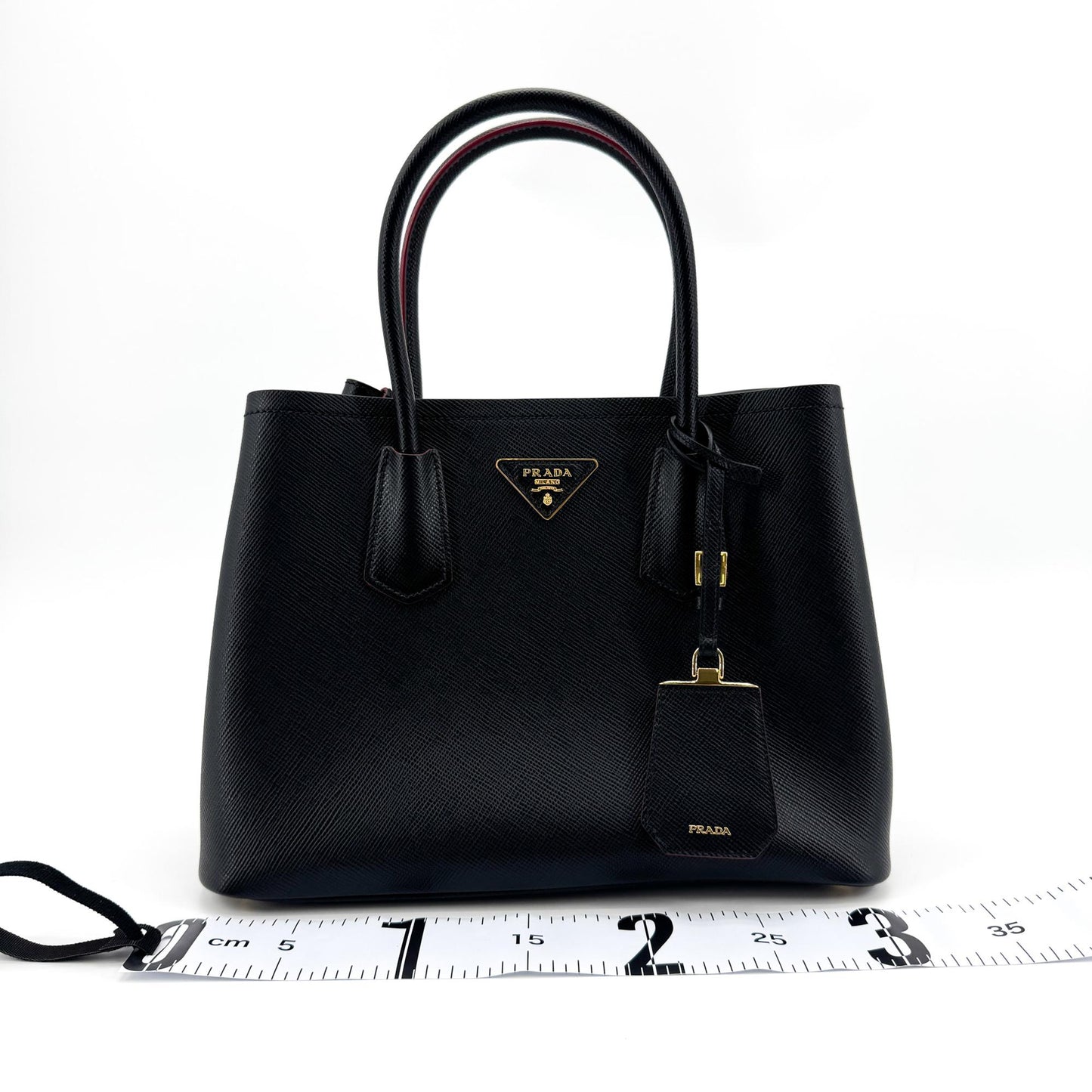 Prada Cuir Double Saffiano Leather, Black, Leather, Tote Bag