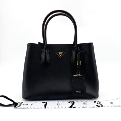 Prada Cuir Double Saffiano Leather, Black, Leather, Tote Bag
