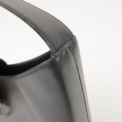 Salvatore Ferragamo Trifolio Leather, Black, Leather, Shoulder Bag