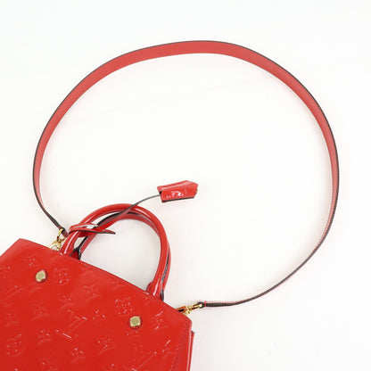 Louis Vuitton Montaigne Monogram Vernis, Red, Patent Leather, Handbag