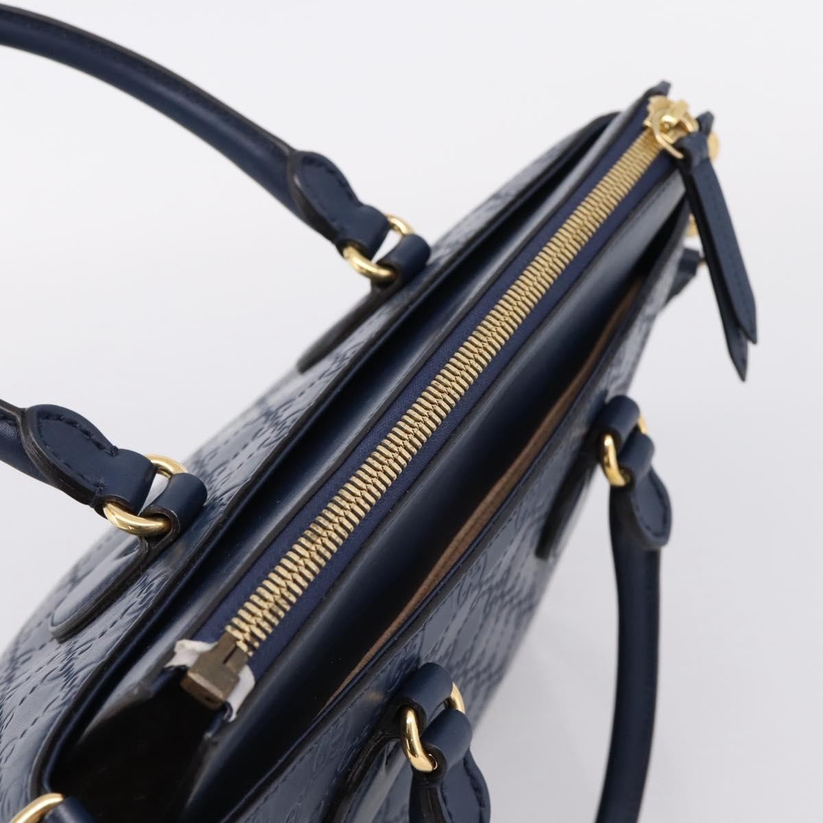 Gucci Linea A Convertible Guccissima Leather, Navy, Leather, Tote Bag